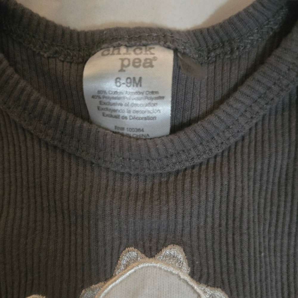 Chick Pea Baby Boys Dinosaur Ribbed Bodysuit and Pants Set 6-9 Months Grey Cream